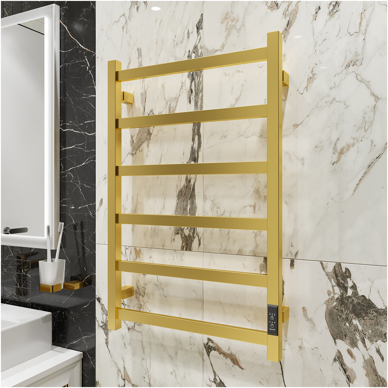 Полотенцесушитель электрический 80х50 см золотой Ewrika "Пенелопа" КВ6 4657819950529 - изображение 8