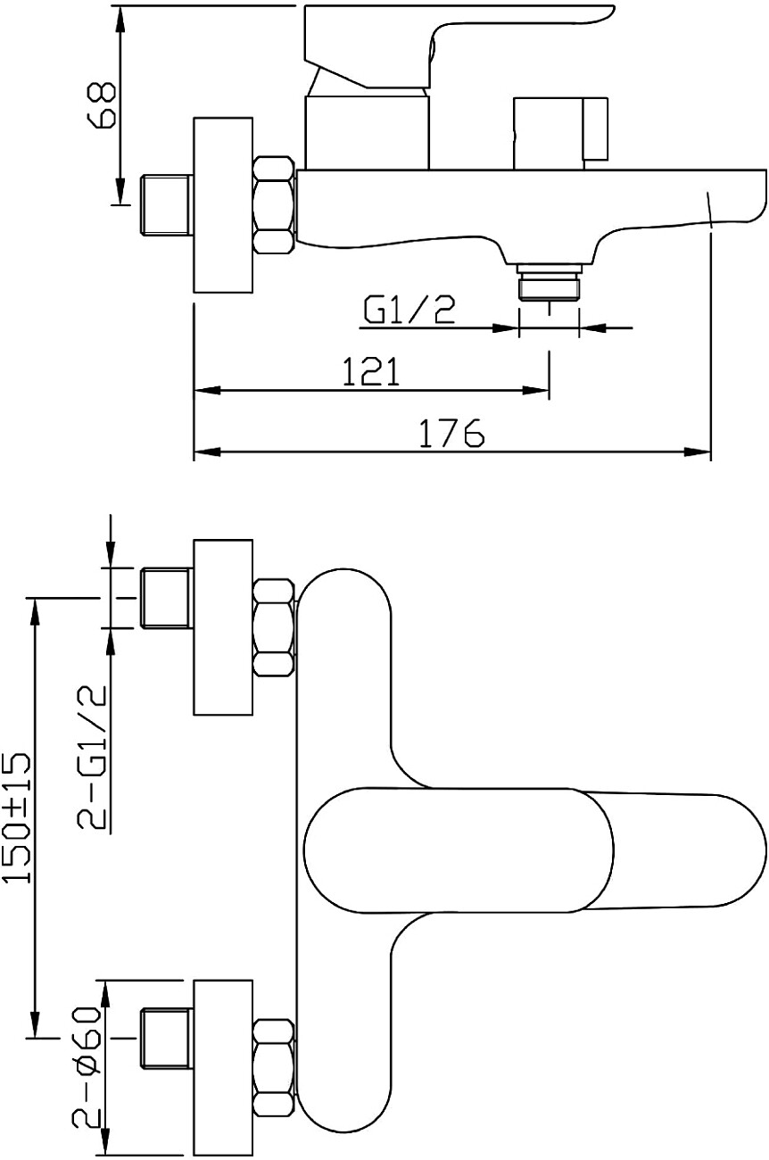 Смеситель для ванны черный Stworki "Ноттвиль" NO-04b - изображение 2