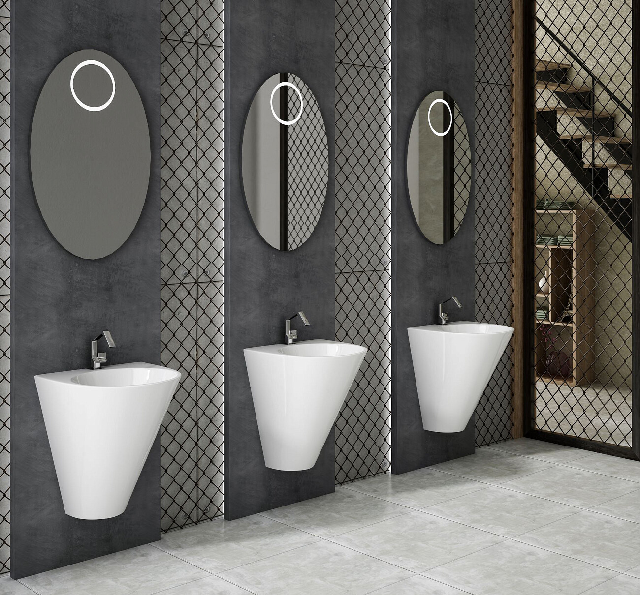 Раковина подвесная керамическая полукруглая 53х48 см белая Stworki 100501-101 - изображение 9