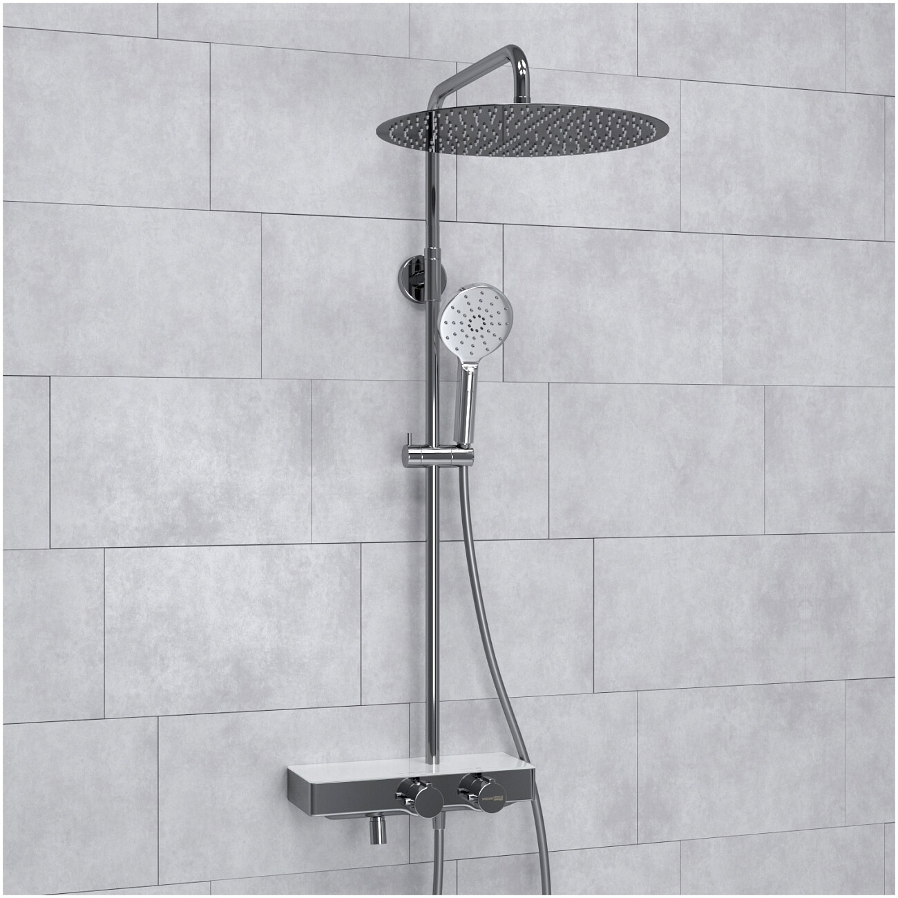 Душевой комплект с верхним душем и лейкой хром Wasserkraft A113.117.127.CH Thermo - изображение 2