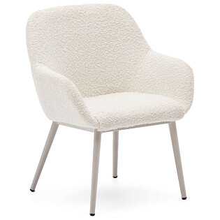 Стул детский на стальных ножках букле белый, бежевый Konna от La Forma