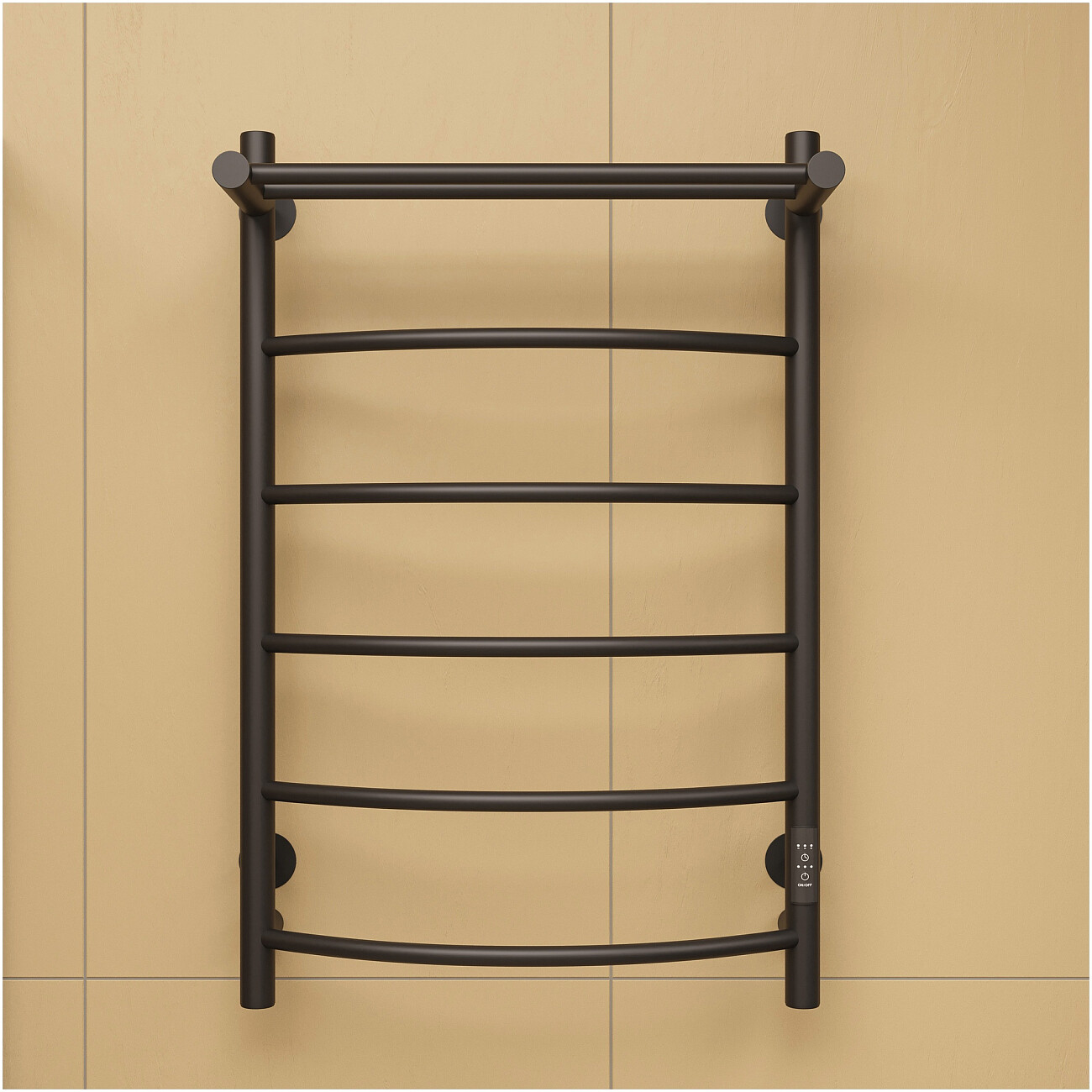 Полотенцесушитель электрический 80х50 см с полкой черный Ewrika "Сафо ПР" - изображение 3