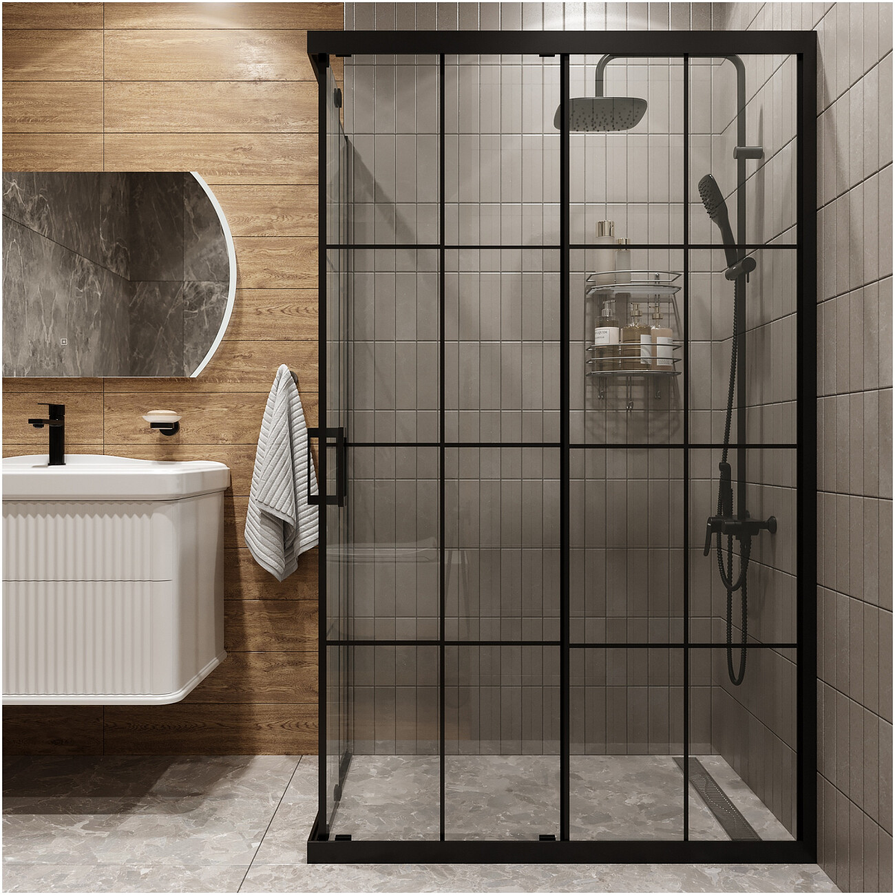 Душевой уголок прямоугольный 70х110 см черный Diwo "Киров" - изображение 4