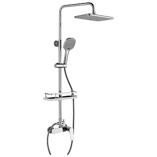 Душевая стойка с верхним душем и смесителем хром Rossinka RS27-45
