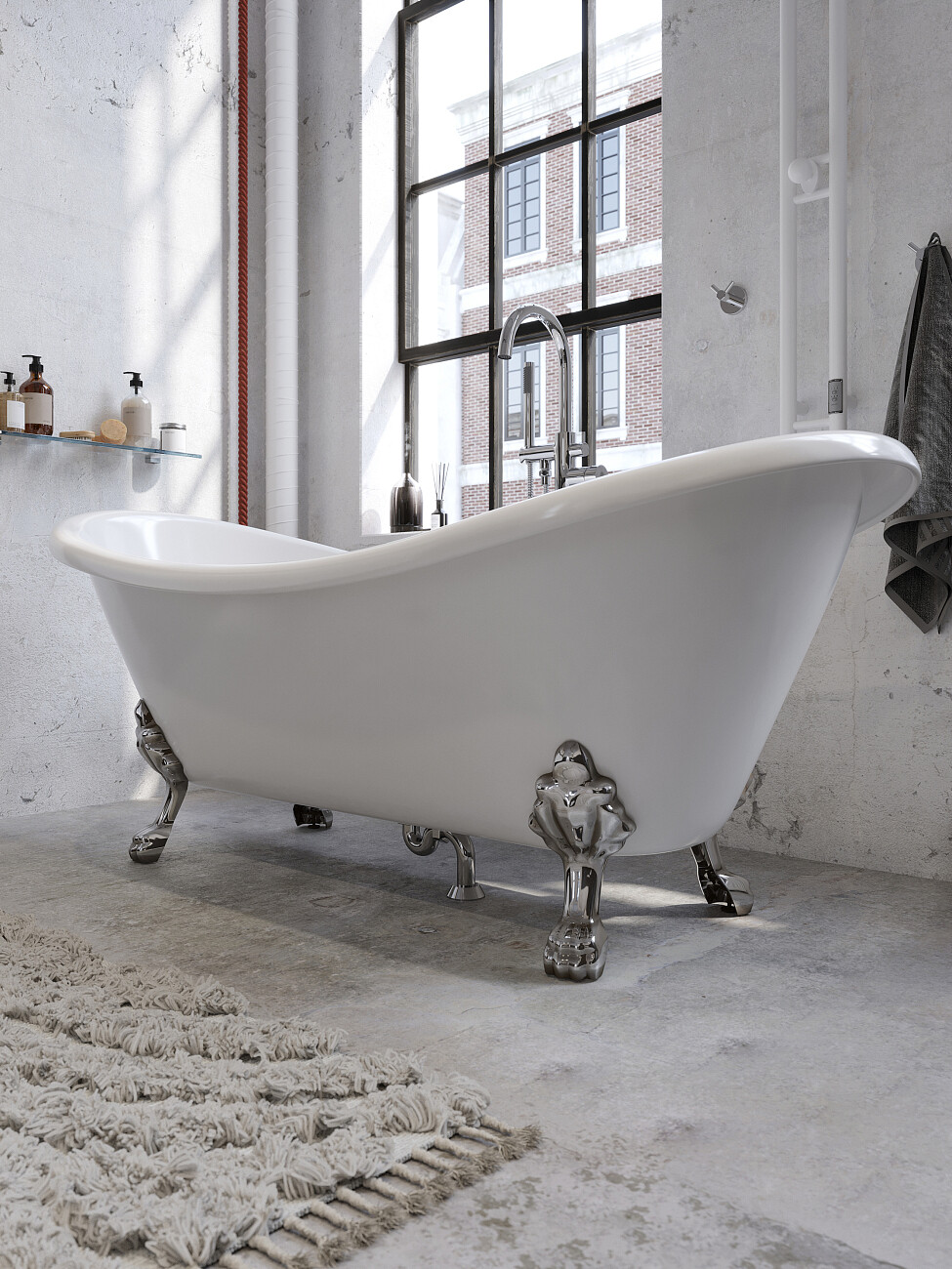 Ванна акриловая овальная на ножках 75х180 см белая, хром Artemis Cloe 1.05.407.010.01.1.28 - изображение 6