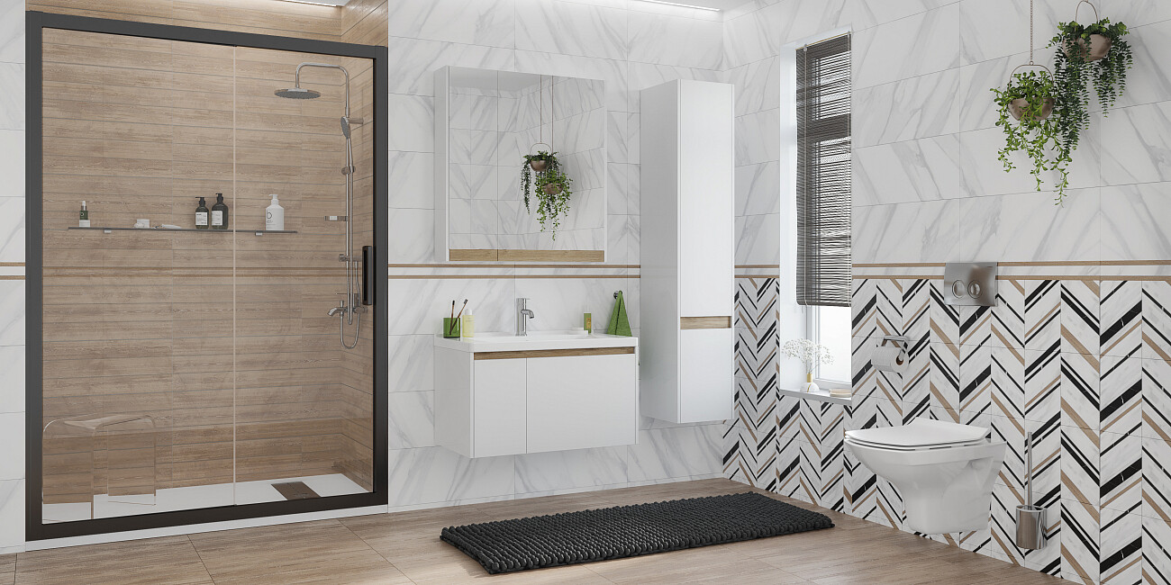 Душевая дверь в нишу раздвижная 160 см прозрачная, черный матовый Stworki "Стокгольм" - изображение 5