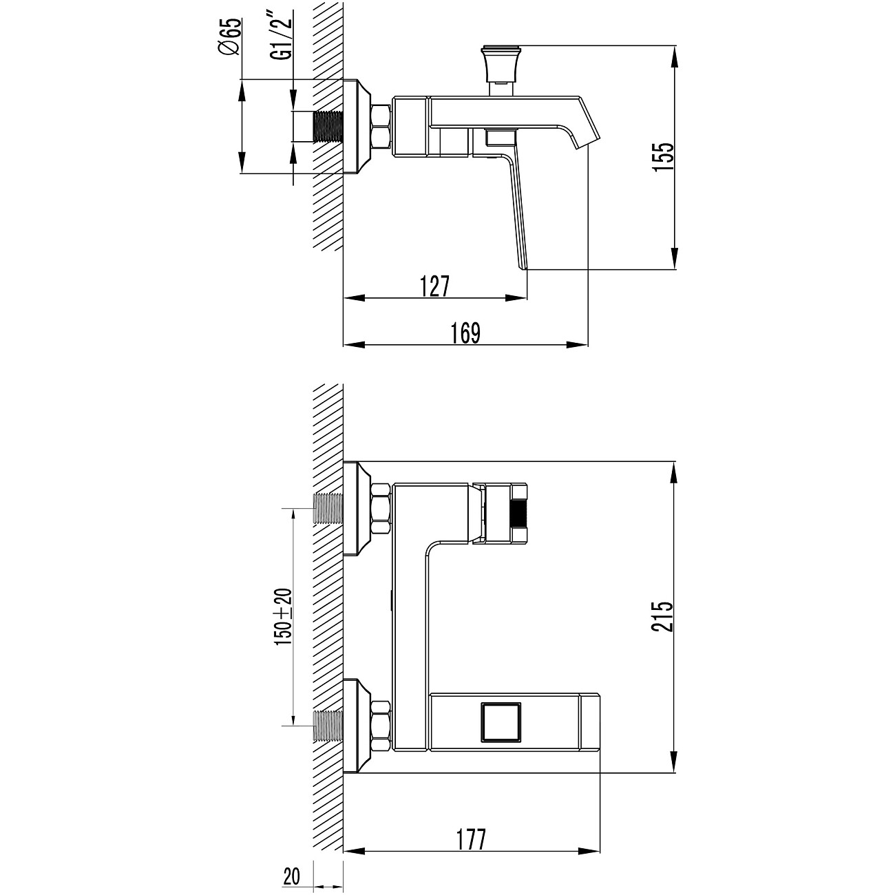 Смеситель для ванны с душем настенный хром Stworki "Оденсе" S12100CR - изображение 10