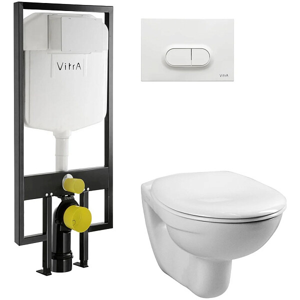 Унитаз подвесной с инсталляцией и кнопкой смыва белая Vitra Normus 9773B003-7201 - изображение 1