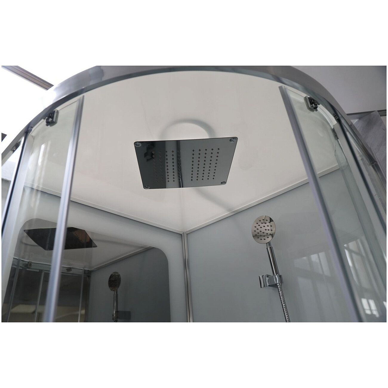 Душевая кабина четверть круга с низким поддоном 100х100 см хром, белая Cerutti SPA Viva 101 - изображение 8
