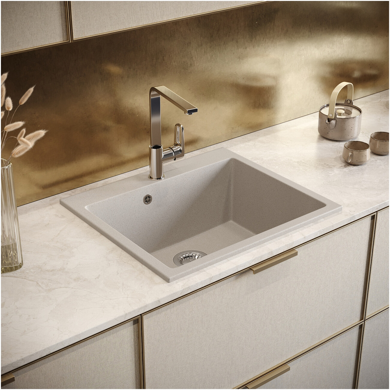 Мойка кухонная бежевая Domaci "Болонья" М-44-003 - изображение 8