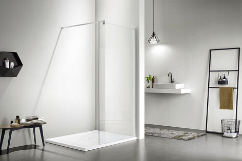  Душевая перегородка фиксированная с держателем 200х110 см хром Aquatek Walk in AQ WIW 11020CH