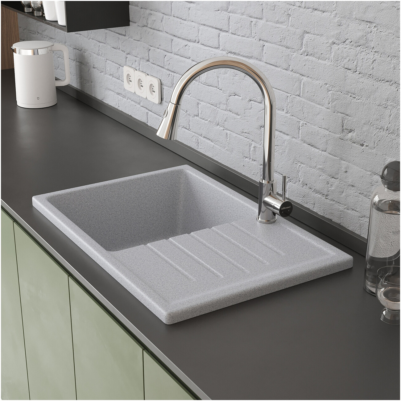 Мойка кухонная серая Domaci "Болонья" М-16-005 - изображение 8