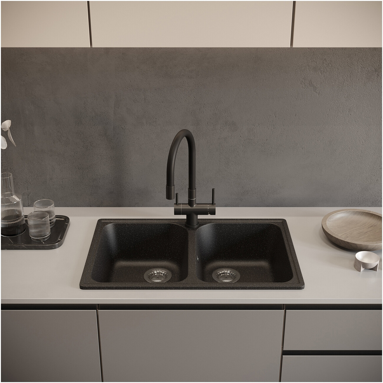 Мойка кухонная черная Domaci "Болонья" М-260-002 - изображение 7