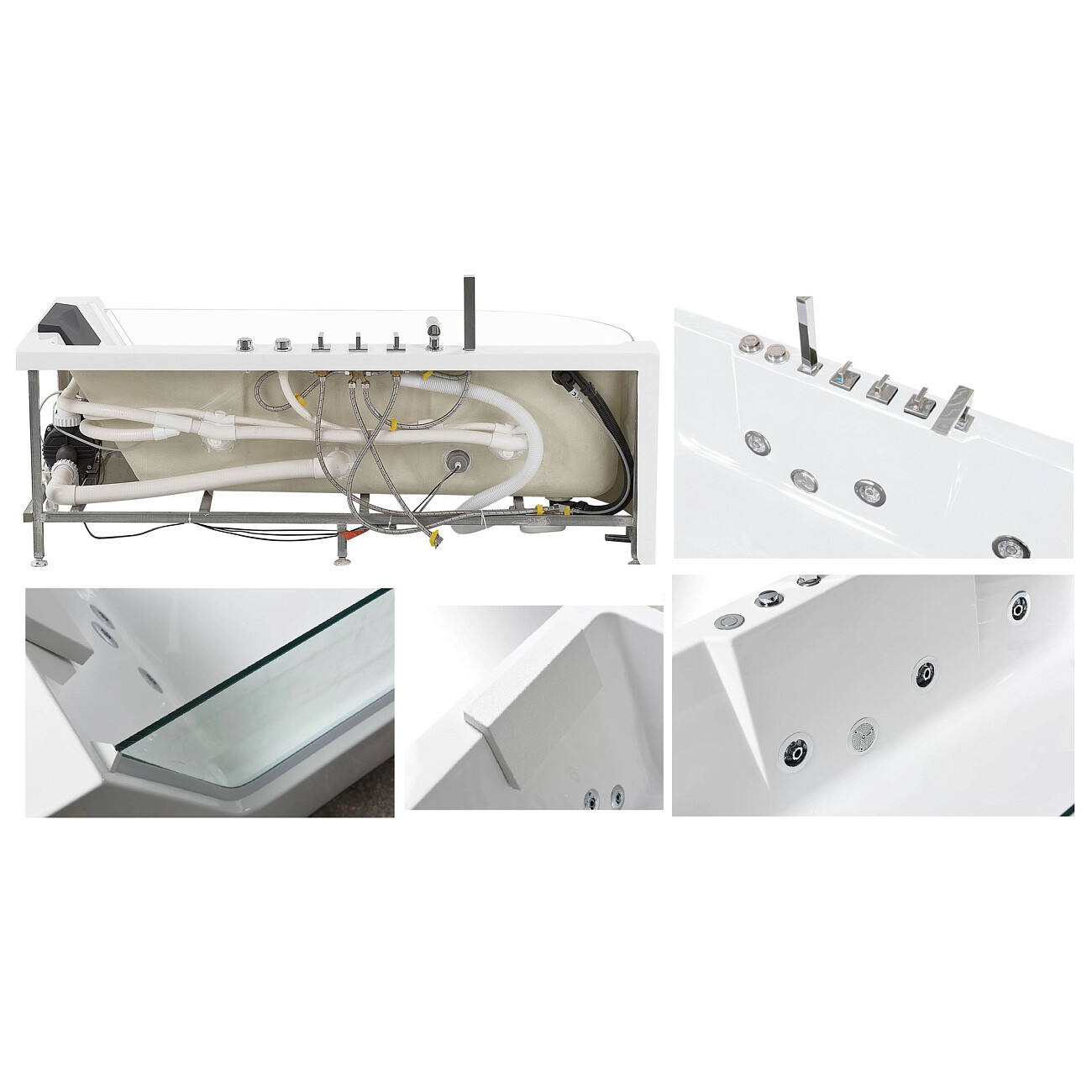 Ванна акриловая ассиметричная левая с гидромассажем 80х170 см белая Cerutti SPA C-403A L - изображение 4