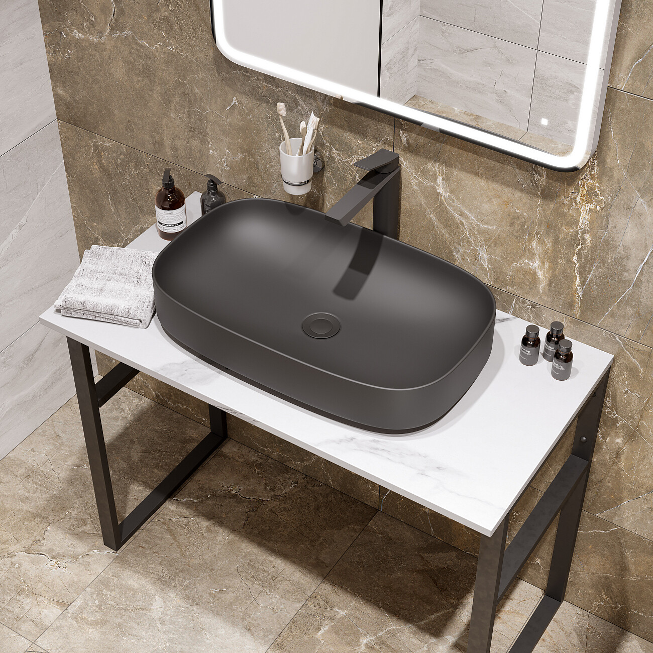 Раковина-чаша фаянсовая 65 см черная Stworki "Молде" 3064-110 - изображение 3