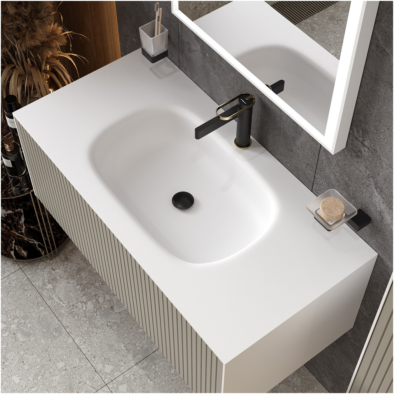 Смеситель для раковины однорычажный черный, золотой Stworki "Малунг" S11010BG - изображение 6