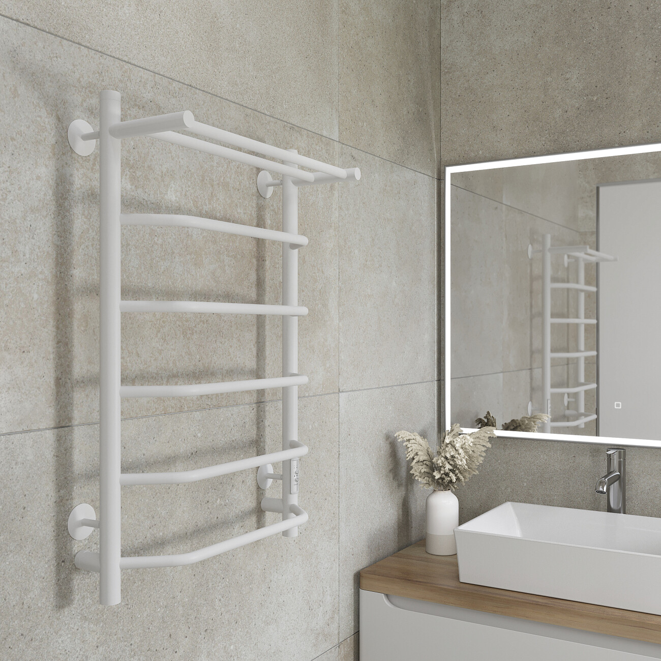 Полотенцесушитель электрический 80х50 см белый Ewrika "Сафо БРР" - изображение 3