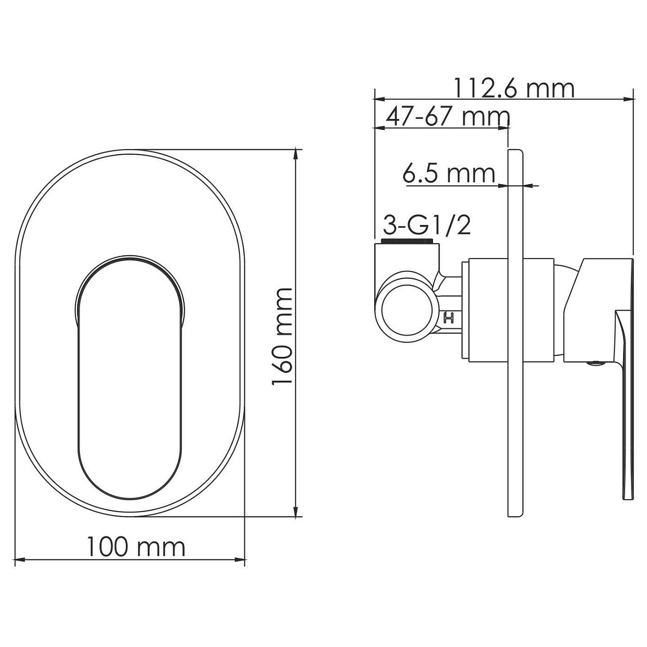 Смеситель для душа встраиваемый из латуни белый Wasserkraft 8551 - изображение 5