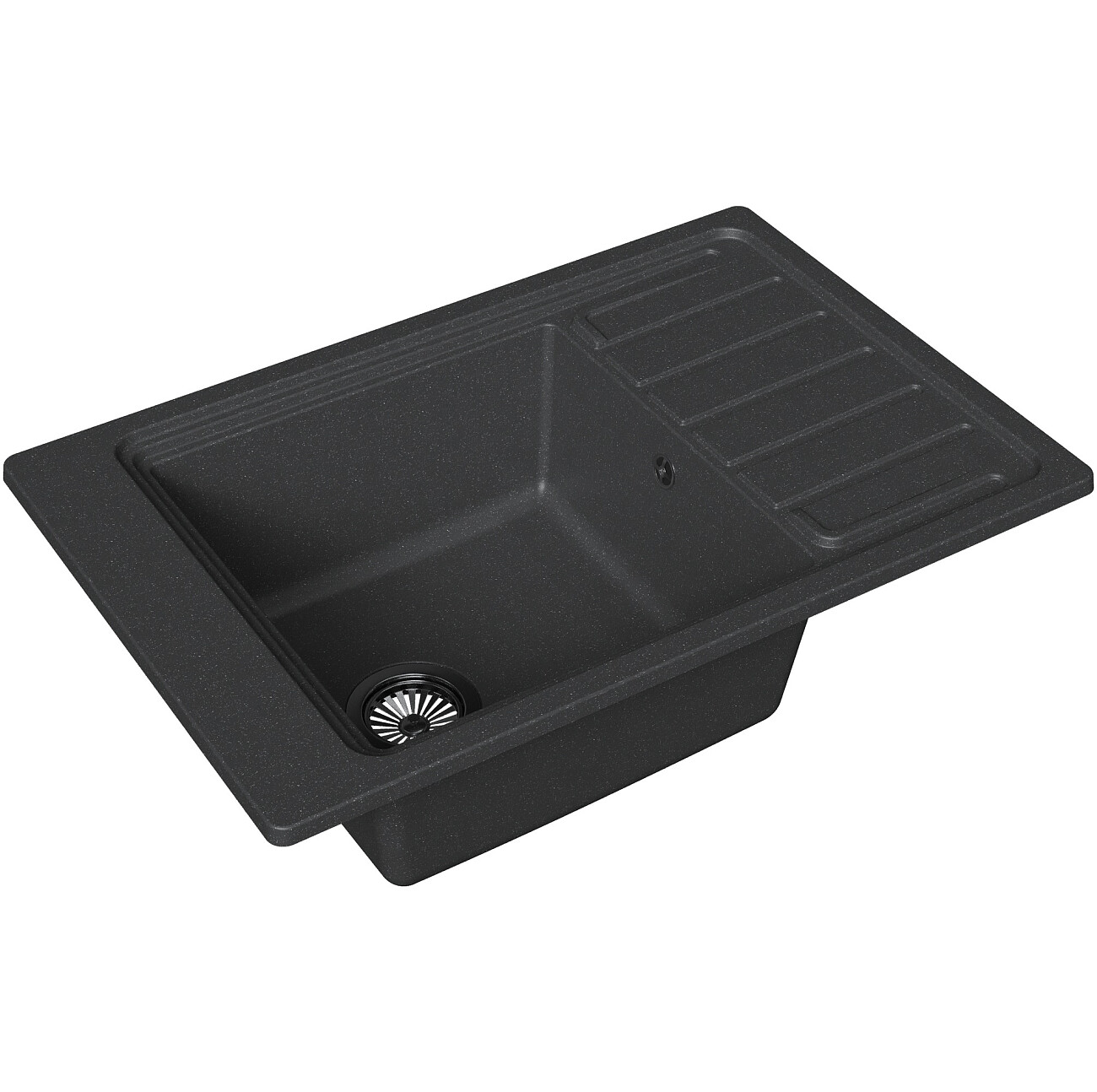 Мойка кухонная кварцевая прямоугольная 51х77 см антрацит Domaci "Римини" DG U-501 - изображение 3