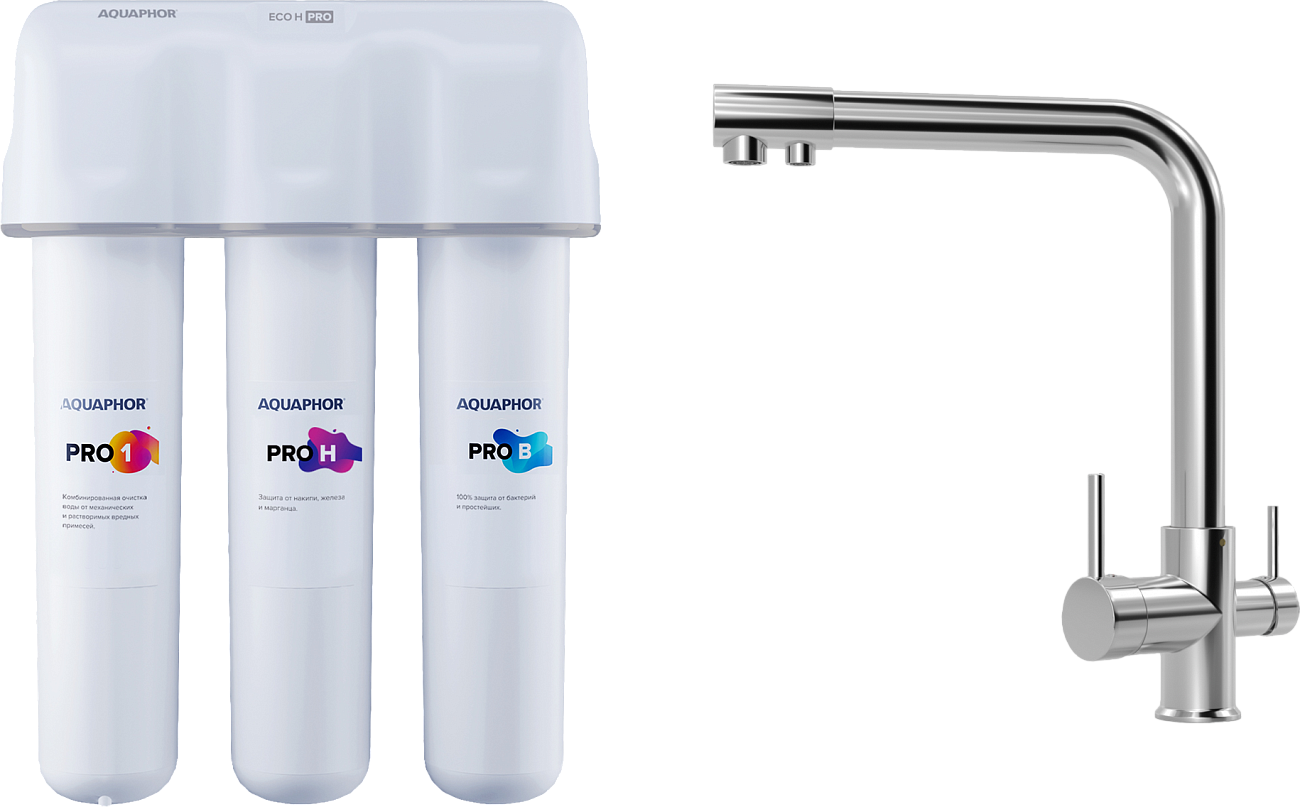 Смеситель для кухни хром Mega Life MG-TK05 с фильтром для воды "Кристалл" ECO H Pro - изображение 2