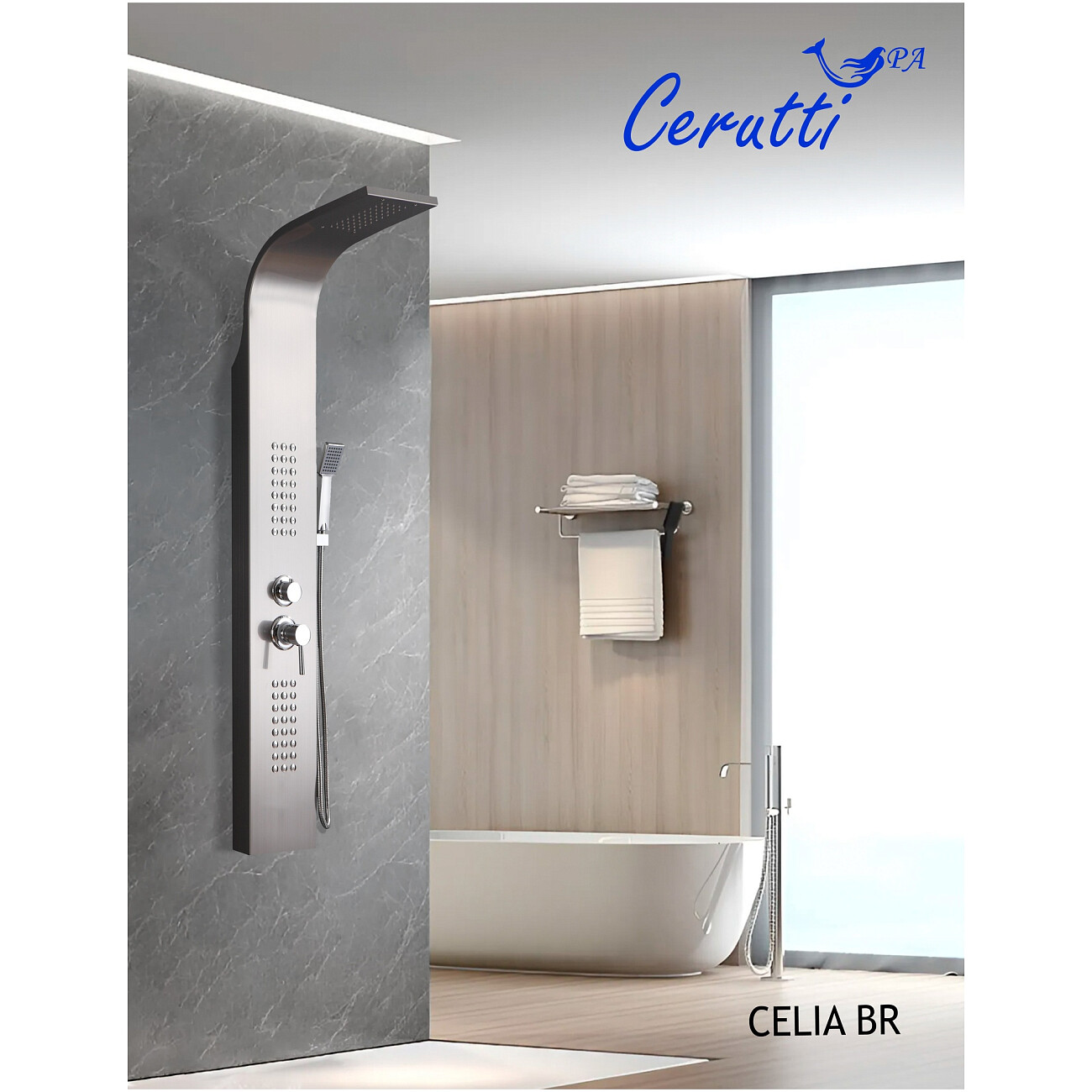 Душевая панель с гидромассажем сталь матовая Ceruttispa CELIA BR CT10405 - изображение 3