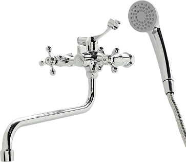 Смеситель универсальный двухвентильный с душевым гарнитуром хром Diwo &quot;Анапа&quot; AN-02cr