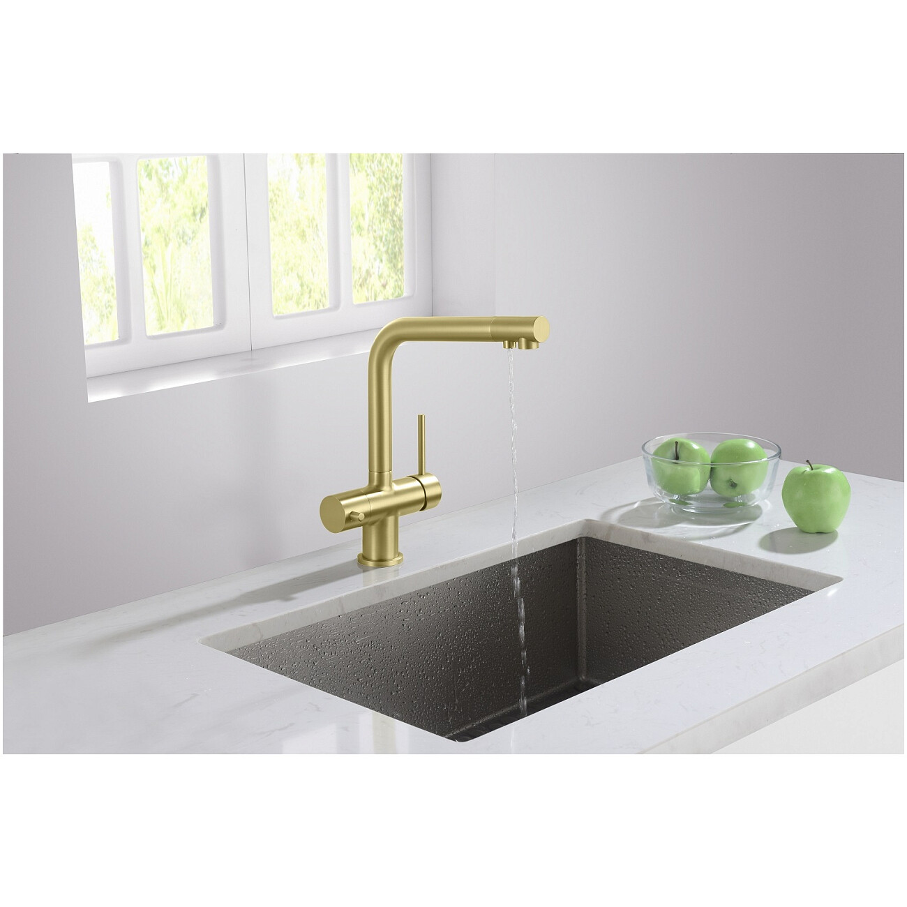 Смеситель для кухни с подключением фильтра золото матовое Timo Saona 2396-17F - изображение 2