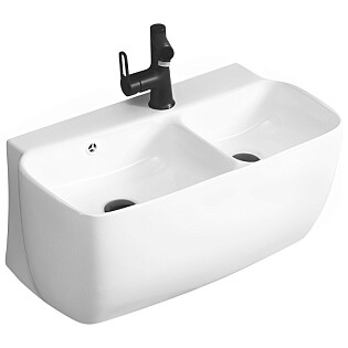 Раковина подвесная двойная фарфоровая ассиметричная 35х67 см белая Cerutti SPA Double Marco CT9282