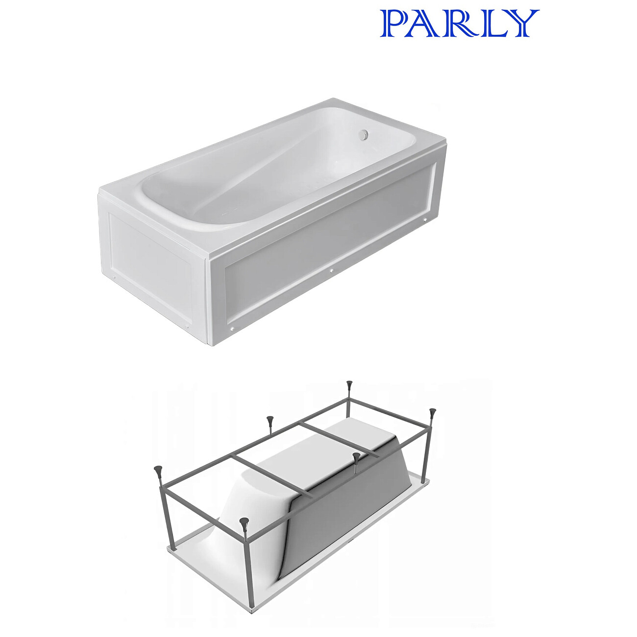 Ванна акриловая с каркасом 160х75 см белая Parly Ortiz CT10818 - изображение 3