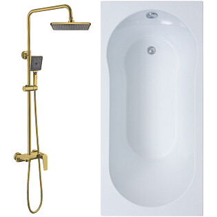 Ванна акриловая 160x70 см с душевой стойкой белая Stworki &quot;Хельсинки&quot; 292212,W1H303-BG