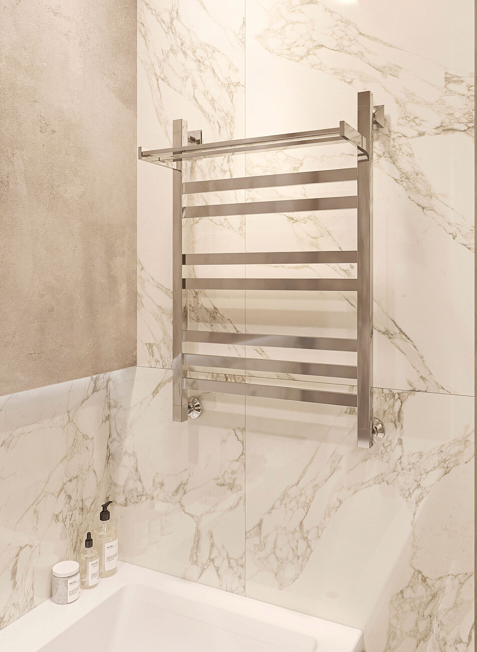 Полотенцесушитель водяной с полкой 80х50 см хром Ewrika "Деметра" КВ7 - изображение 4