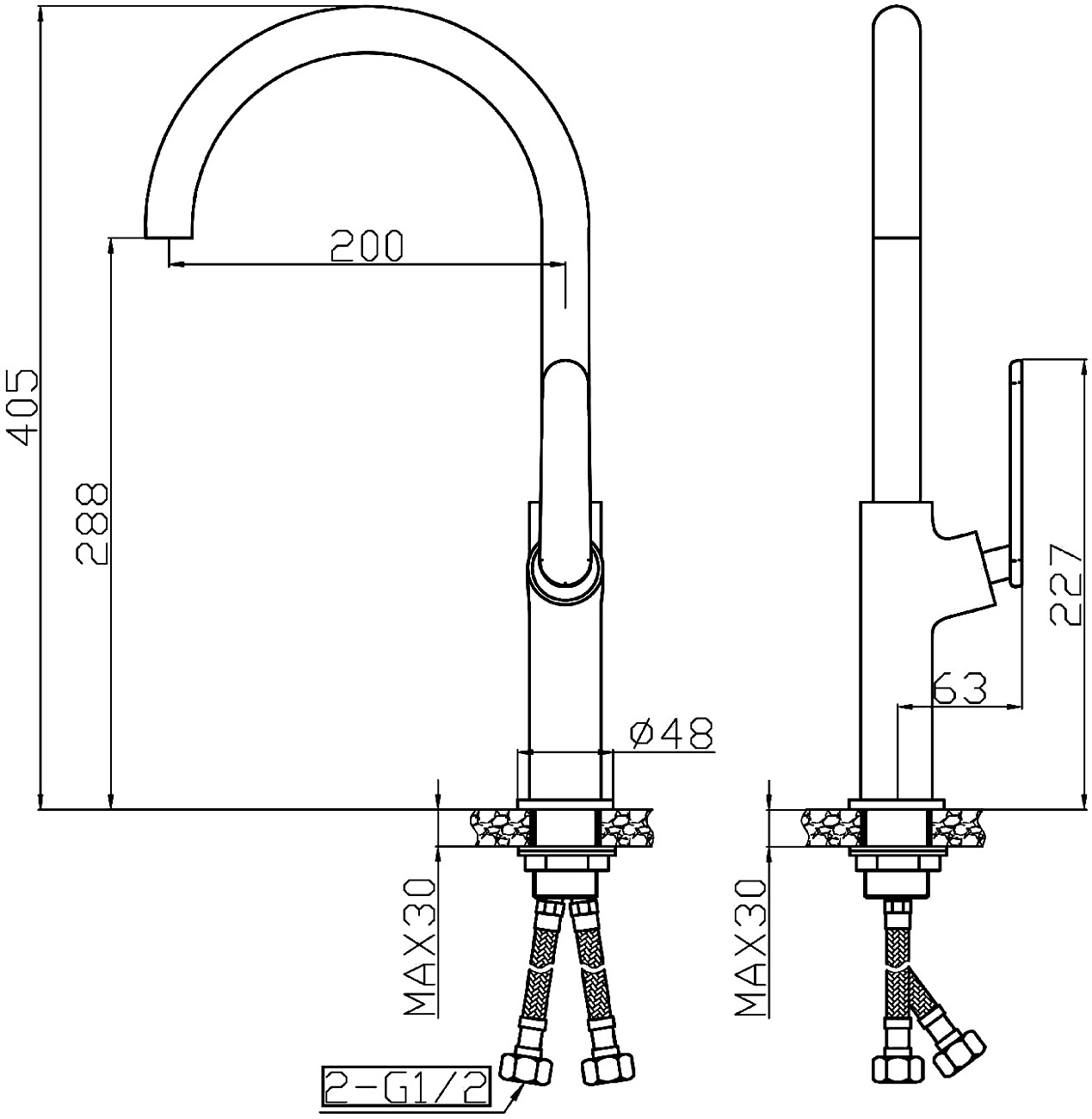 Смеситель для кухни однорычажный хром Domaci "Равенна" ML-05cr - изображение 2