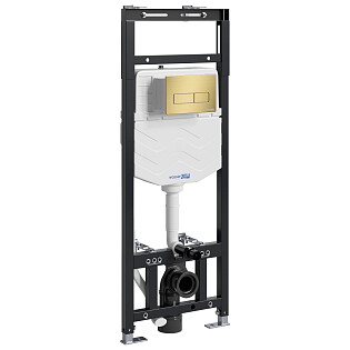 Инсталляция для унитаза с кнопкой смыва матовое золото Wasserkraft Alme 15TLT.010.ME.MG03