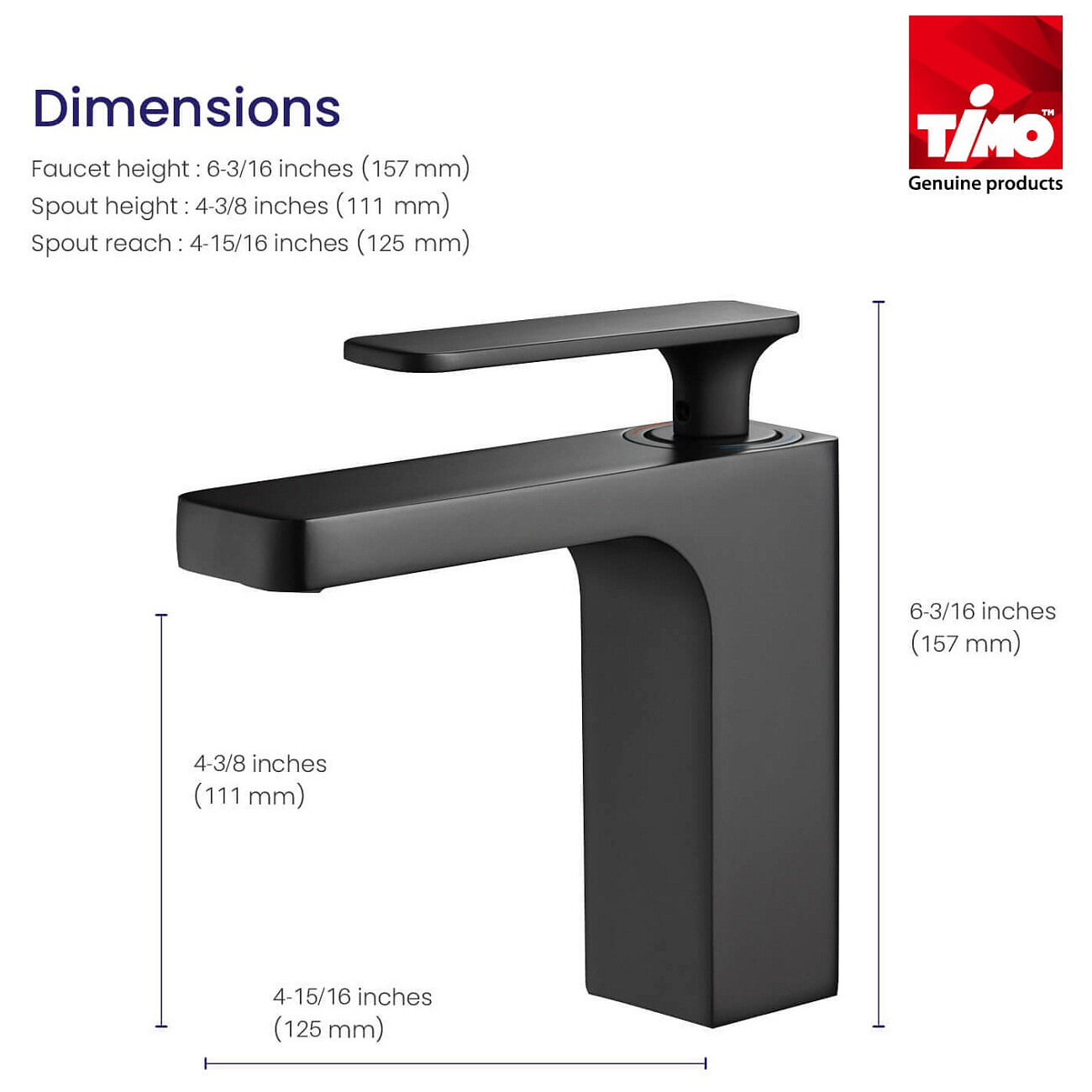 Смеситель для раковины черный Timo Torne 4361-03F - изображение 2