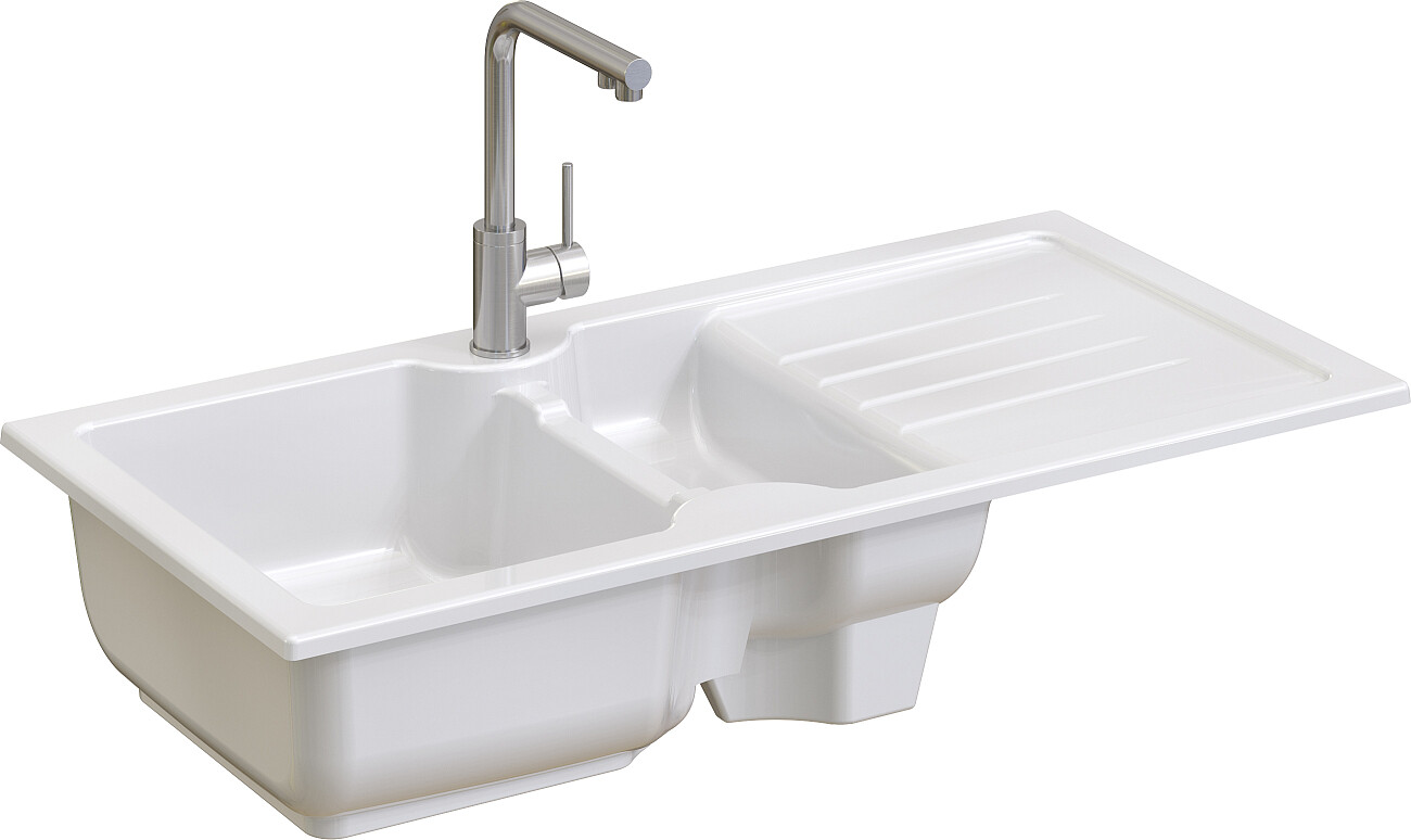 Мойка кухонная белый Domaci глянец "Сиена" 54100-101 - изображение 7