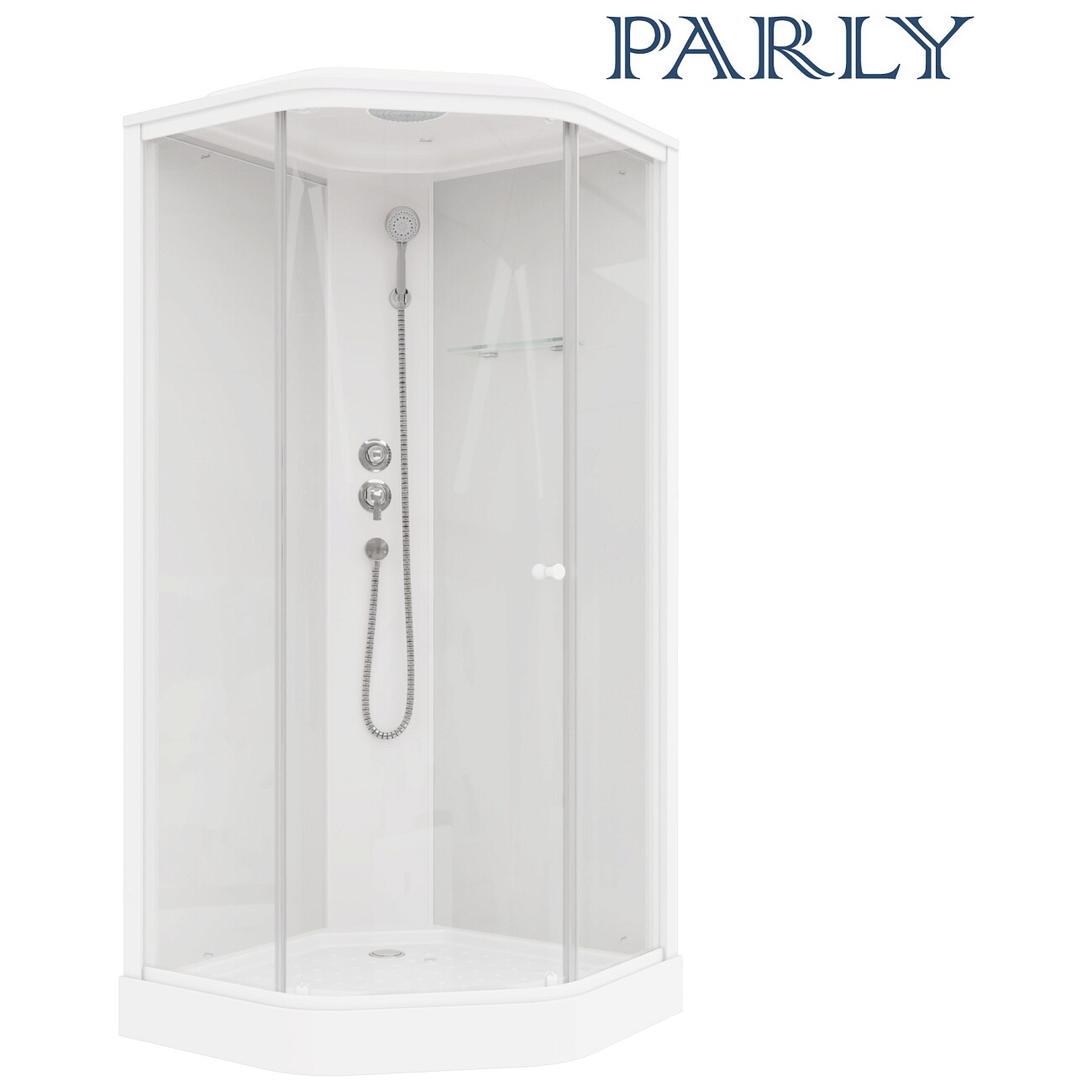 Душевая кабина пятиугольная с низким поддоном 90х90 см белая Parly P91 - изображение 2