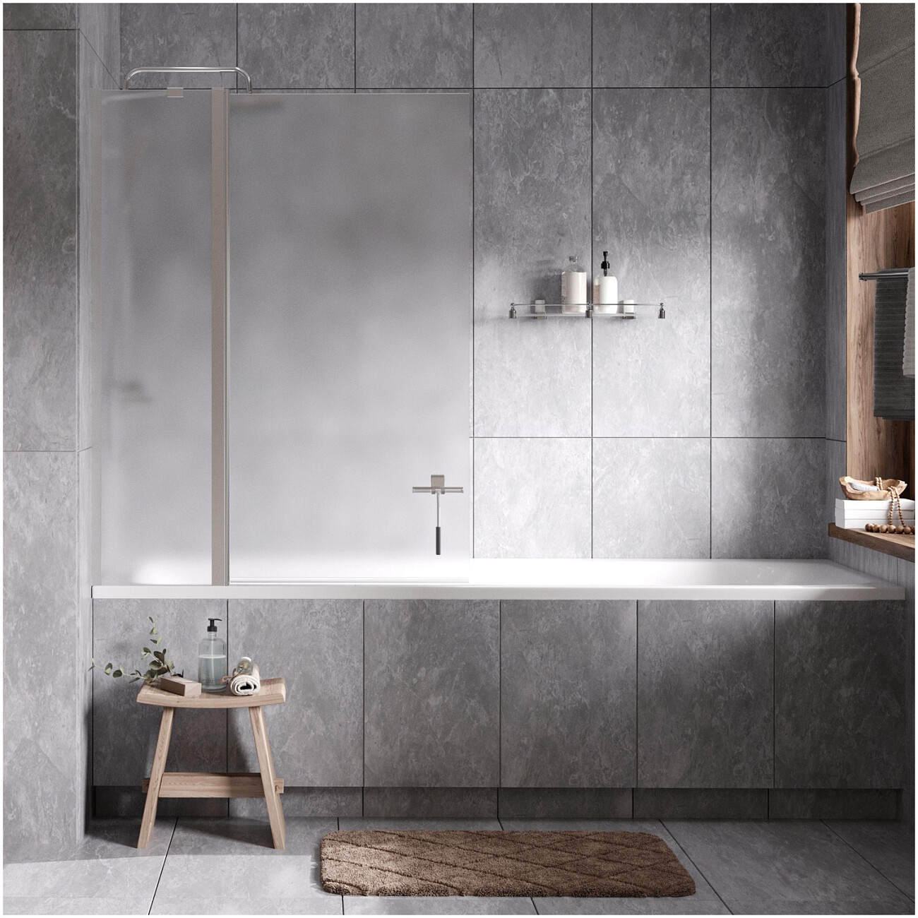 Шторка на ванну стеклянная 140х110 см прозрачная, хром Wasserkraft Berkel 48P02-110LM - изображение 2