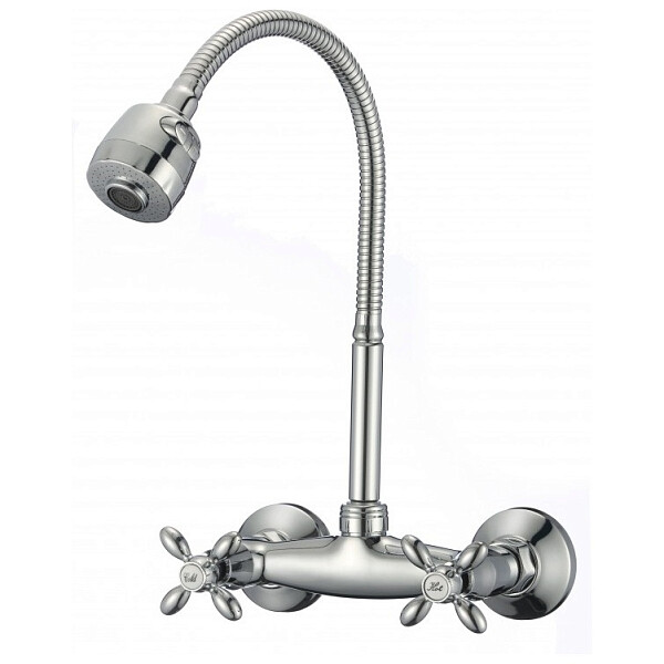 Смеситель для кухни настенный с гибким изливом хром D-Lin D142808-T - изображение 1