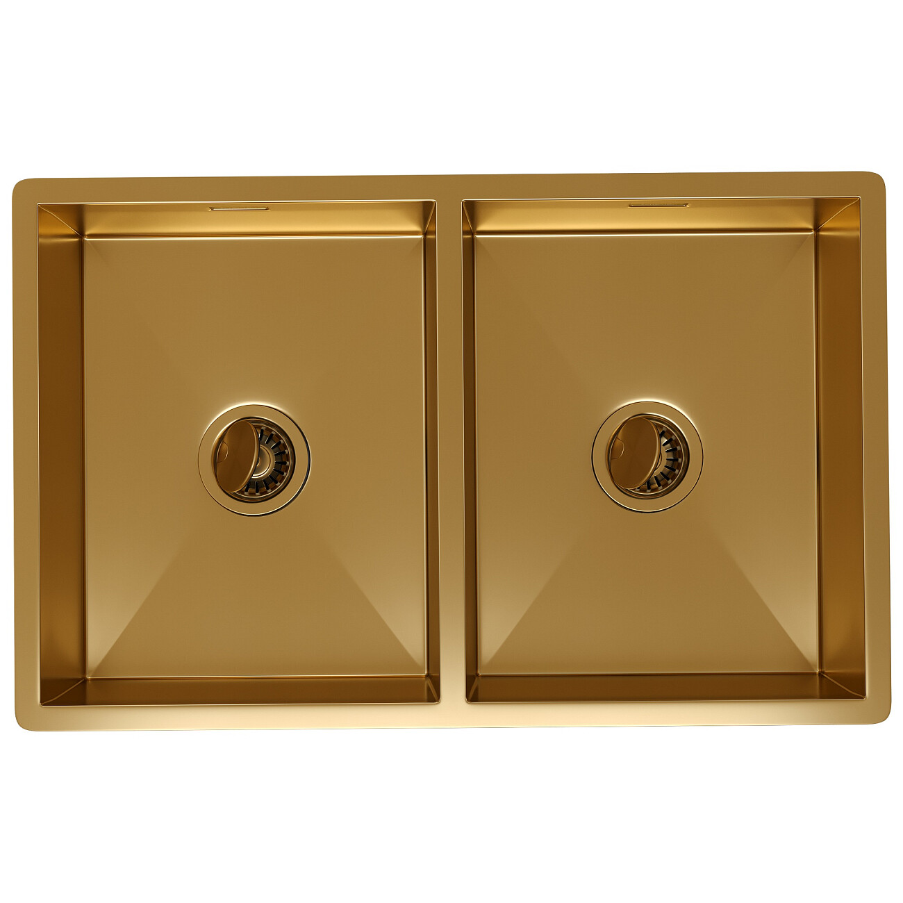 Кухонная мойка двойная из нержавеющей стали 44х70 см золото Reflexion Garda RX2170GD - изображение 2