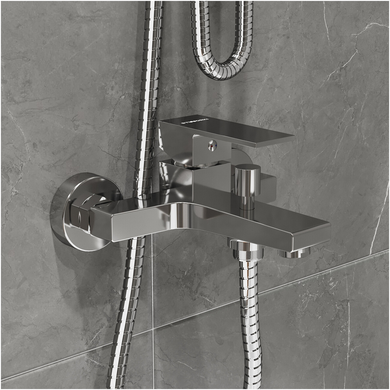 Смеситель для ванны с душем настенный хром Stworki "Нюборг" S37100CR - изображение 5
