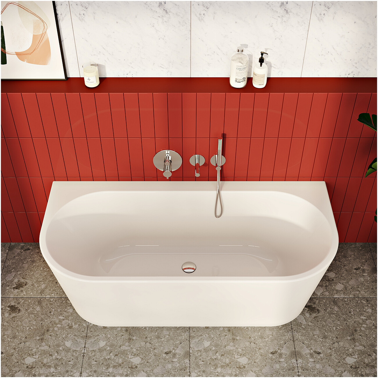 Ванна акриловая приставная овальная с ножками и сифоном 180х80 см белая Vitra Geo 65420006000 - изображение 3