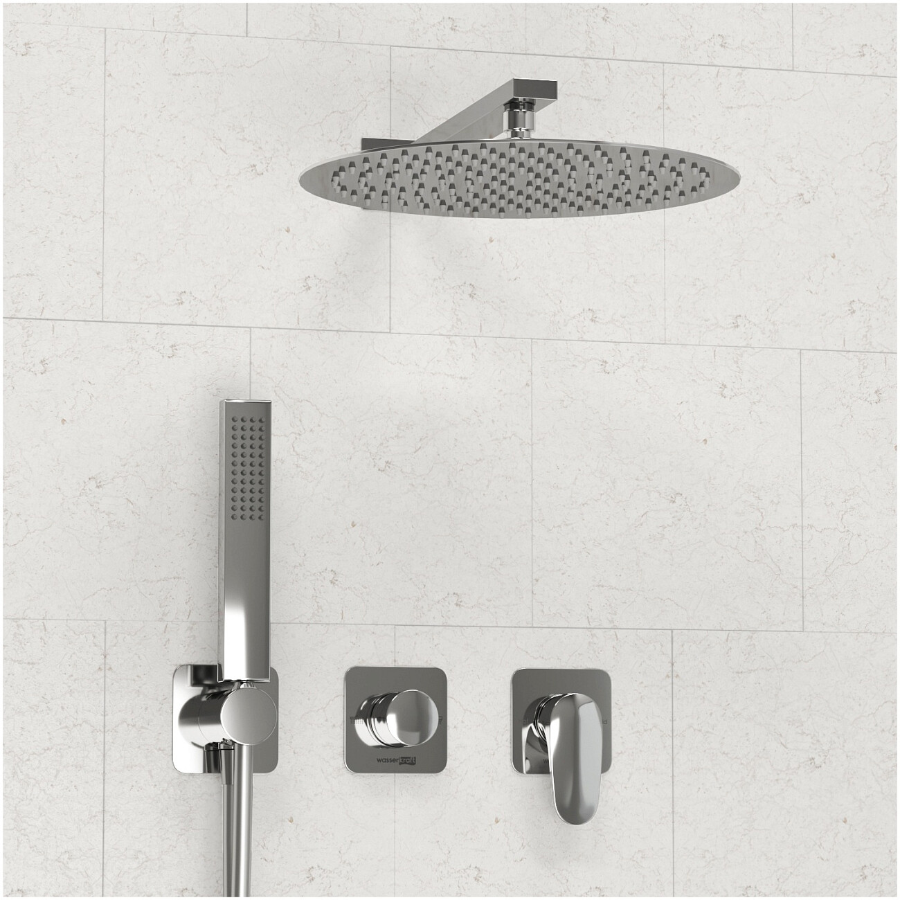 Душевой комплект с верхним душем и смесителем хром Wasserkraft A3151.268.090.116.271.087.103 - изображение 2