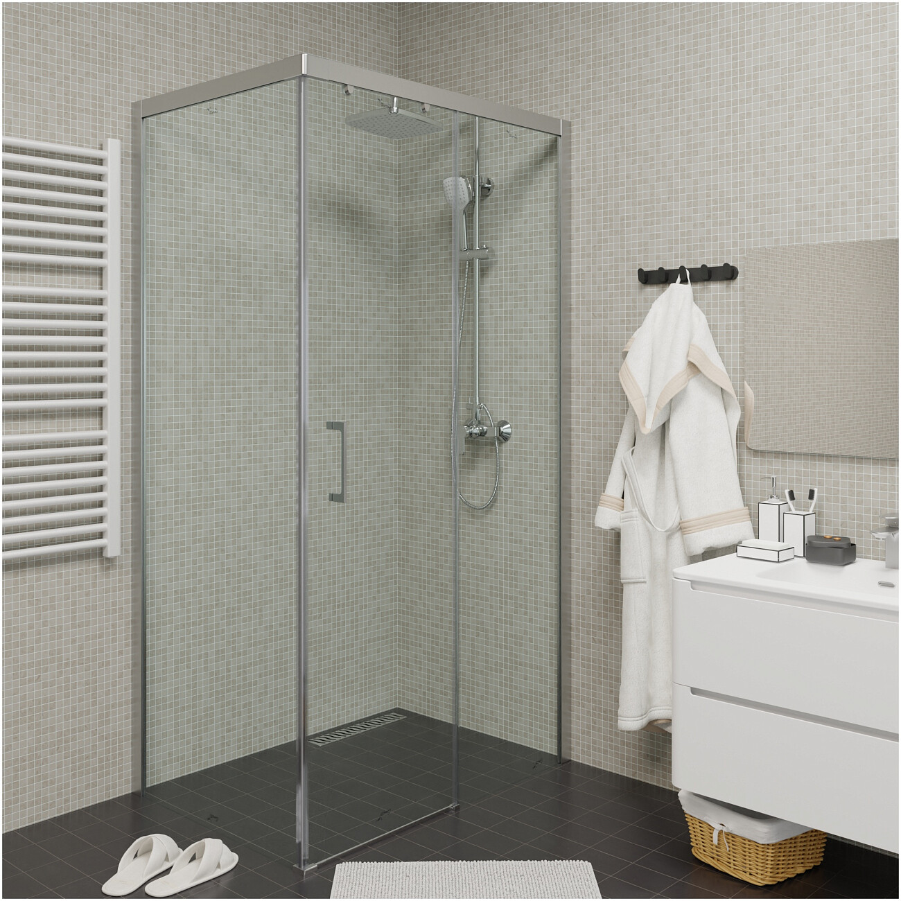 Душевой уголок прямоугольный правый 80x110 см хром Cerutti SPA Vito 110-R - изображение 4