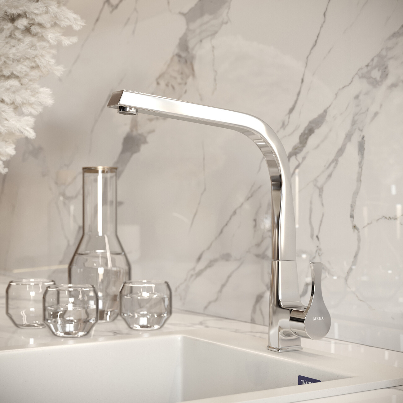 Смеситель для кухни хром Mega MG-SUN03 - изображение 5