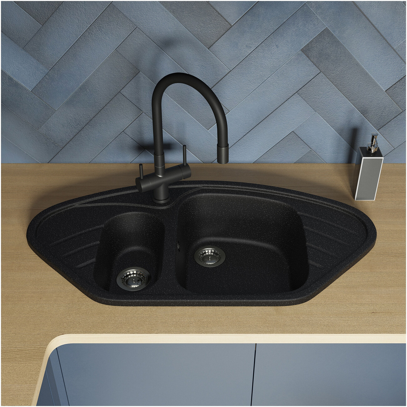 Мойка кухонная черная Domaci "Болонья" М-23-002 - изображение 7
