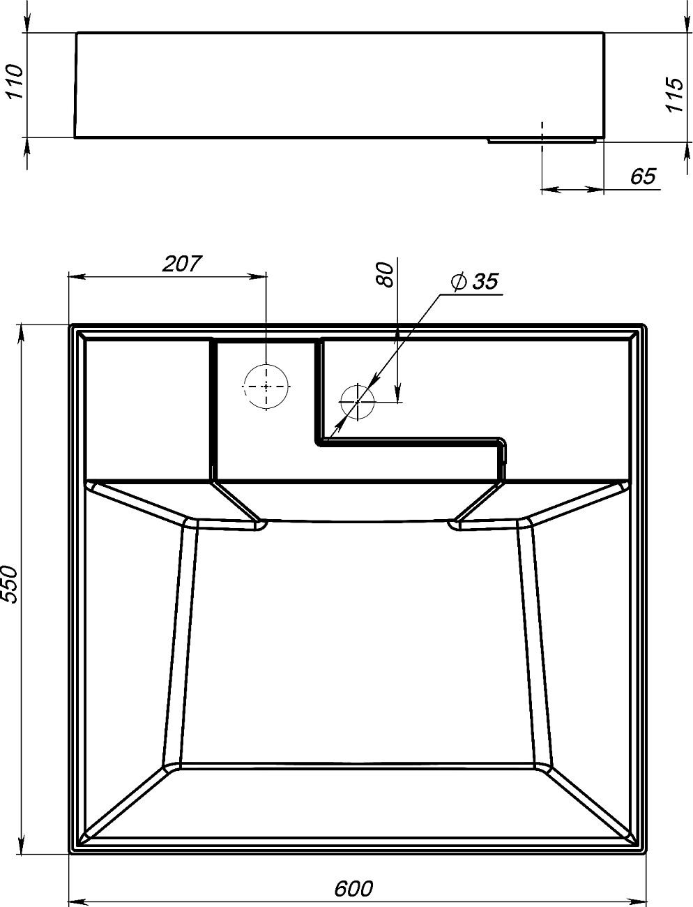 Раковина из мрамора на стиральную машину 55х60 см белая Stworki "Дублин" RSD550 - изображение 2
