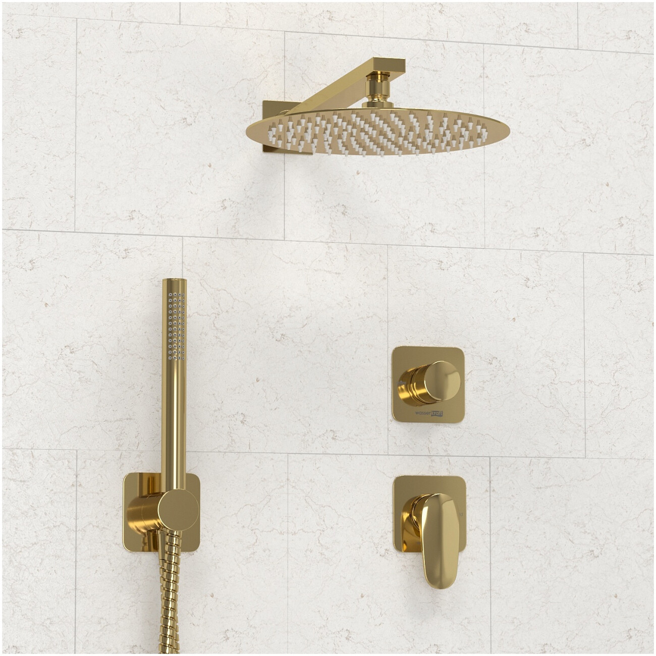 Душевой комплект с верхним душем и смесителем золотой Wasserkraft A2151.277.183.208.280.197.281 - изображение 4