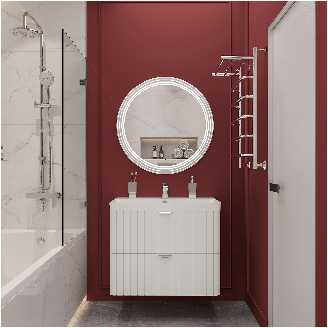 Полотенцесушитель водяной с полкой 80х50 см хром Ewrika "Сафо" FТ - изображение 7