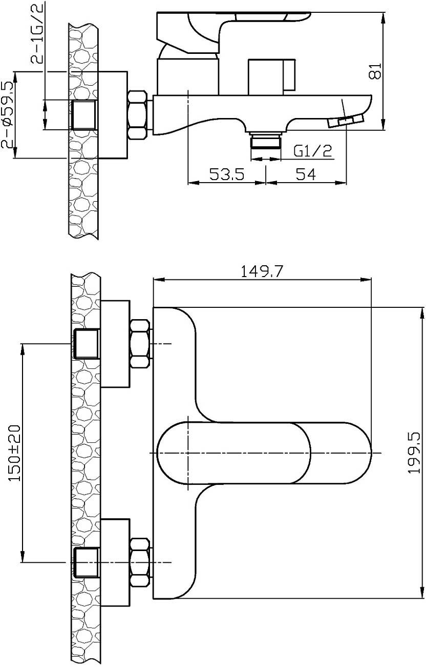 Смеситель для ванны однорычажный хром Stworki "Ноттвиль" NO-04cr - изображение 2