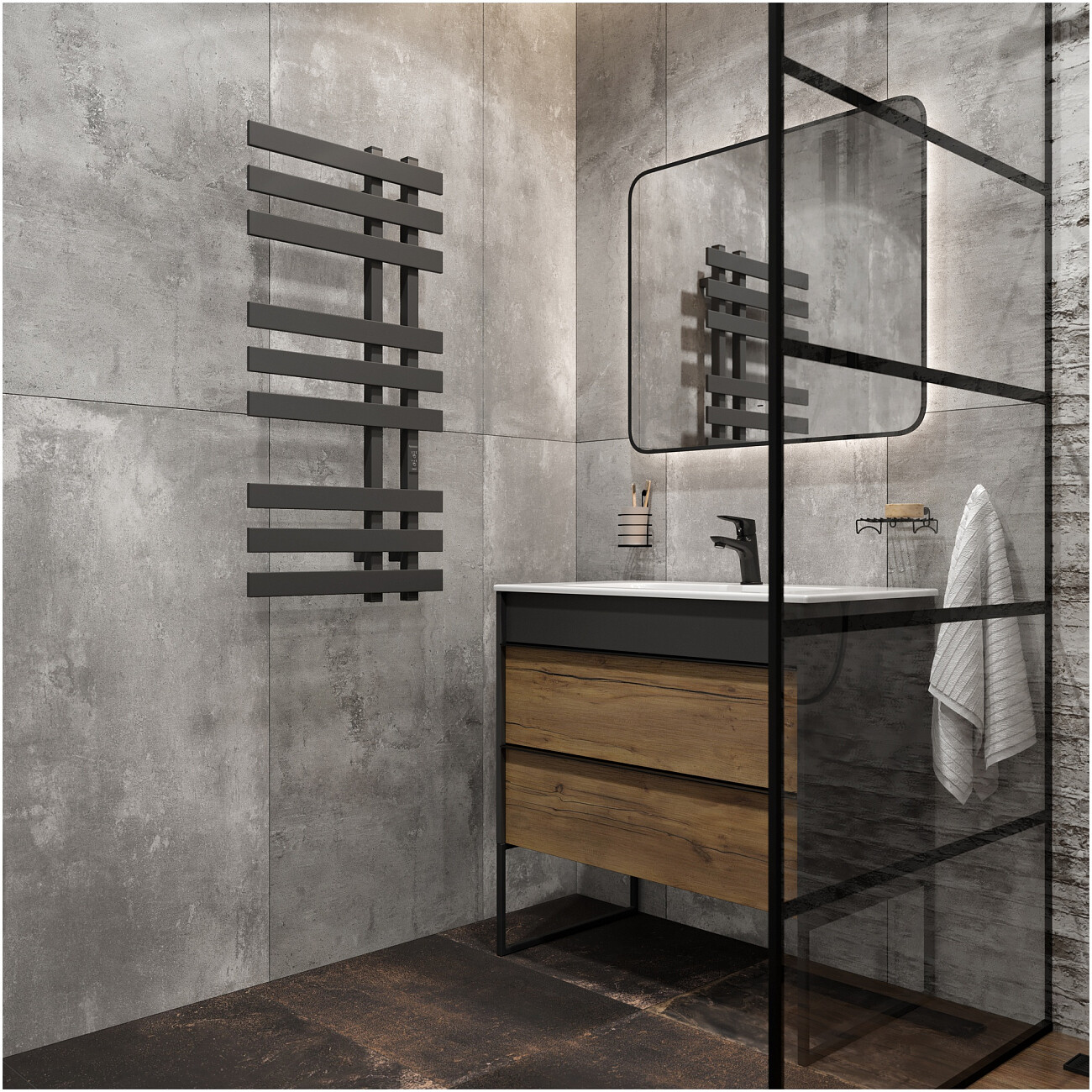 Полотенцесушитель электрический 100х50 см графит Ewrika "Медея" LX 4657812419849 - изображение 5